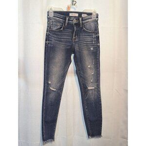 Kancan Women's Size 23 Mid Rise Ankle Skinny Distressed Raw Hem